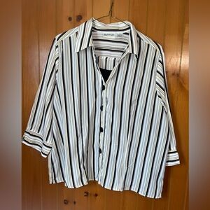 Apparenza striped black yellow white womesn long sleeve blouse tank top size 2X